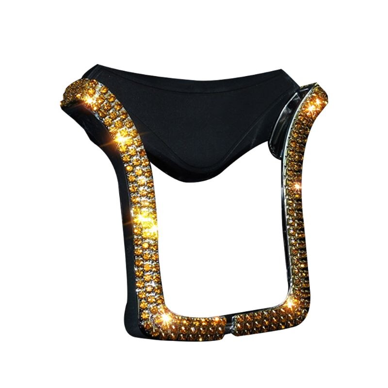 Universele Auto Air Vent Mount Clip U-Vorm Telefoon Houder Bracket Met Shiny Crystal Rhinestone Telescopische Gesp Interieur Decor: Gold