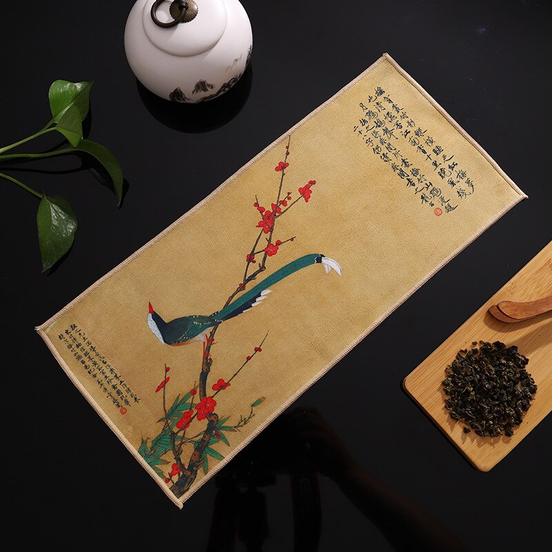 Suede ręcznik kuchenny gospodarstwa domowego Zen stolik do herbaty tkaniny maty chiński wysokiej klasy serwetki chłonne ręcznik do czyszczenia herbata Kung Fu akcesoria: 12 18x40cm