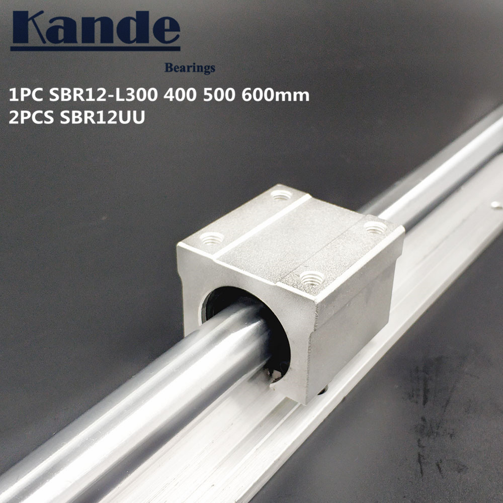 Linjär skena 12mm sbr 12 - 300 400 500 550mm 1 pc linjär styrning sbr 12 + 2 st sbr 12uu block för cnc