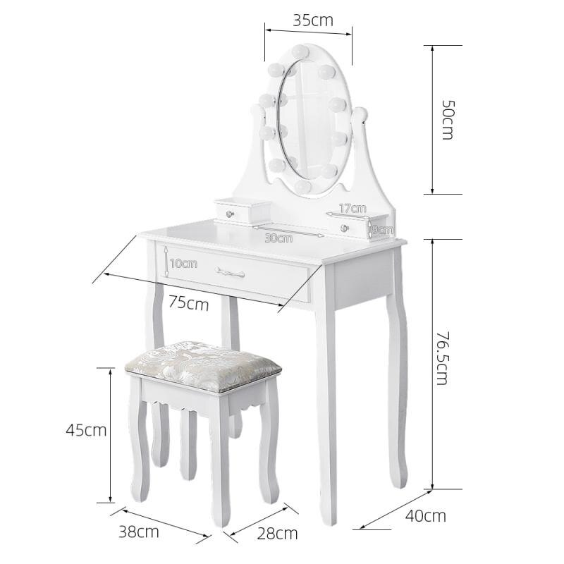 Dressing TableNordic Wooden Dressing Table And Stool Set Modern Simple Makeup Table For Bedroom Dressers Vanity Desk With Mirror: Default Title