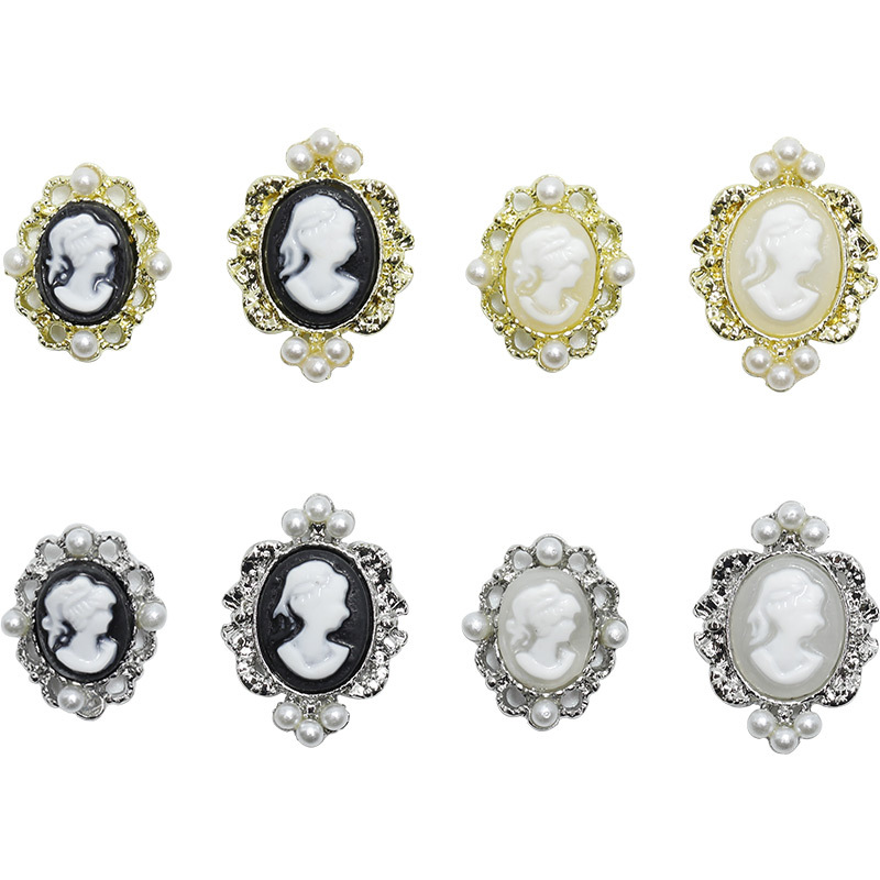 5 uds barroco Vintage belleza cabeza decoración de uñas accesorios de joyería dijes diamantes de imitación perla Metal suministros de manicura herramienta