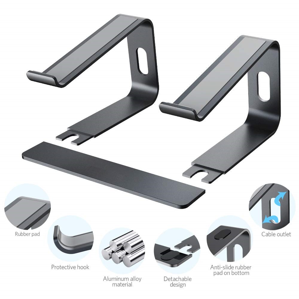 Soporte de ordenador portátil de aluminio antideslizante, soporte de escritorio, soporte de refrigeración para MacBook Pro/Air 10-17 pulgadas