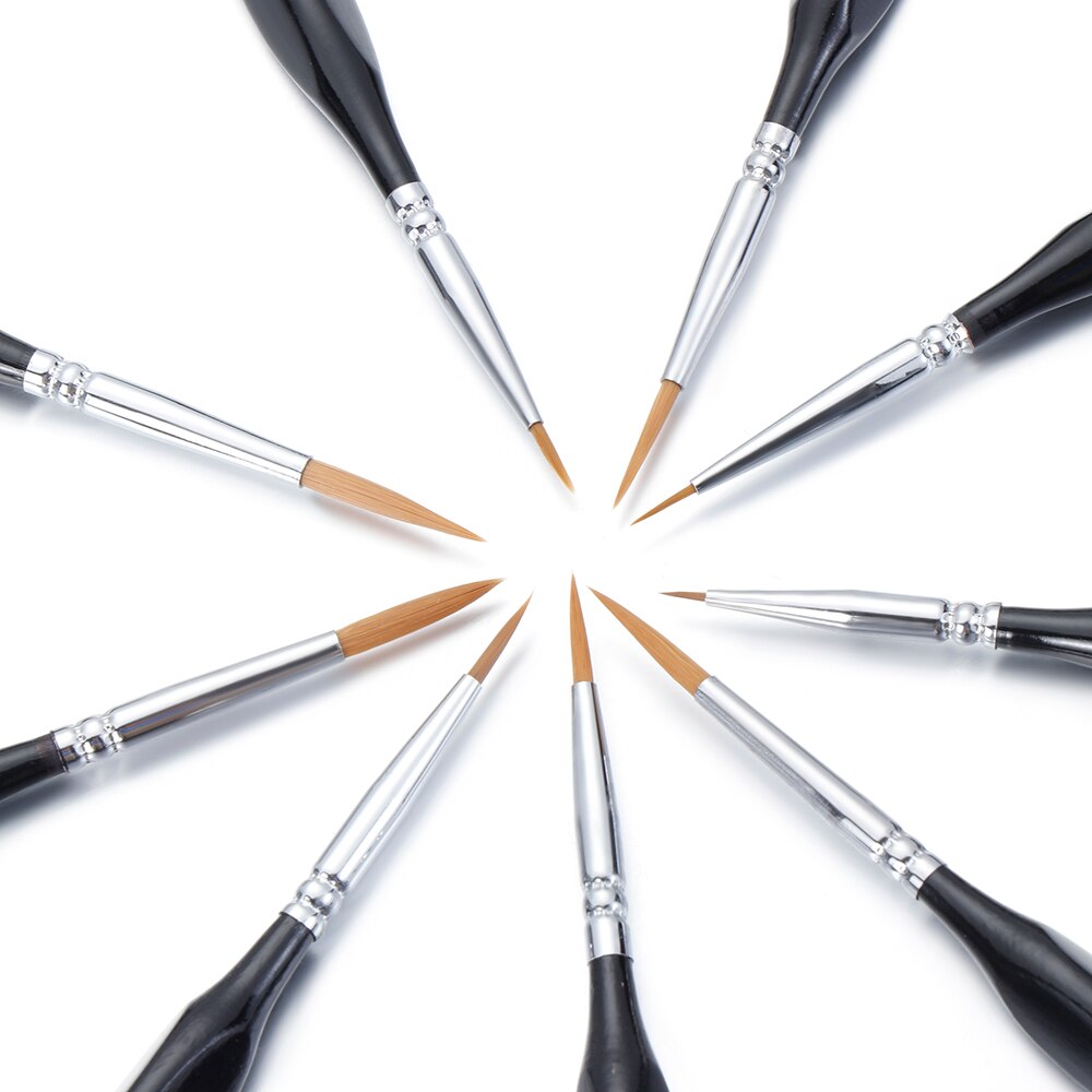 9PCS/Set Pointed Cartoon Detail Liner Extra Fine Tip Miniature Model Paint Brush Set Acrylic Oil Artist Supplies
