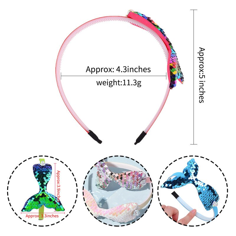 coiffure réversible paillettes bandeaux pour filles arc-en-ciel sirène perles bandes de cheveux corée cheveux accessoires
