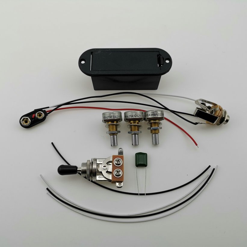 El-guitar pickups hals og bridge aktiv pickup humbucker aktiv 9v batteristrømforsyning på lager: 3 stk 25k potte dele