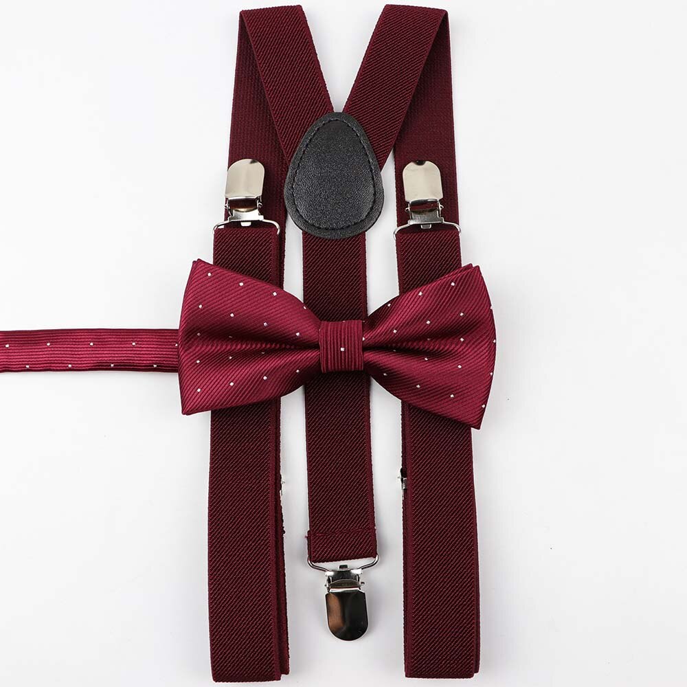 Einfarbig Mann der Gürtel Bowtie Set Männer Frauen Hosenträger Polyester Y-Back Hosenträger Stern Silber Punkt Fliege einstellbare Elastische: 1