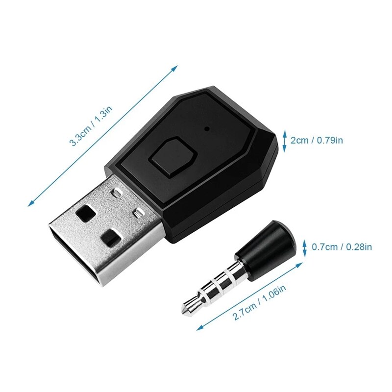 BT Adapter Receiver Wireless Headset Headphone Adapter Dongle USB Adapter USB Dongle for PS4 Black