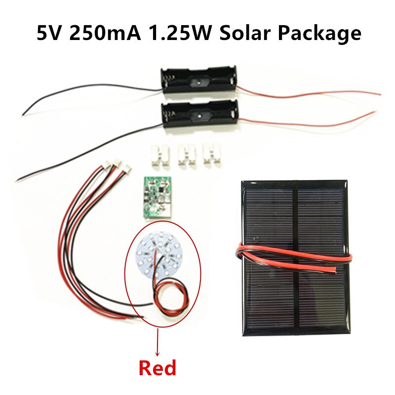 DIY Bausatz 5V 5,5 V 250mA 1,25 W 1,6 W Solar- Tafel mit 0,6 EINE Solar- lampe Licht Regler 3,7 V 5V 600ma mit 3,7 V 5W LED: 5V 250mA rot