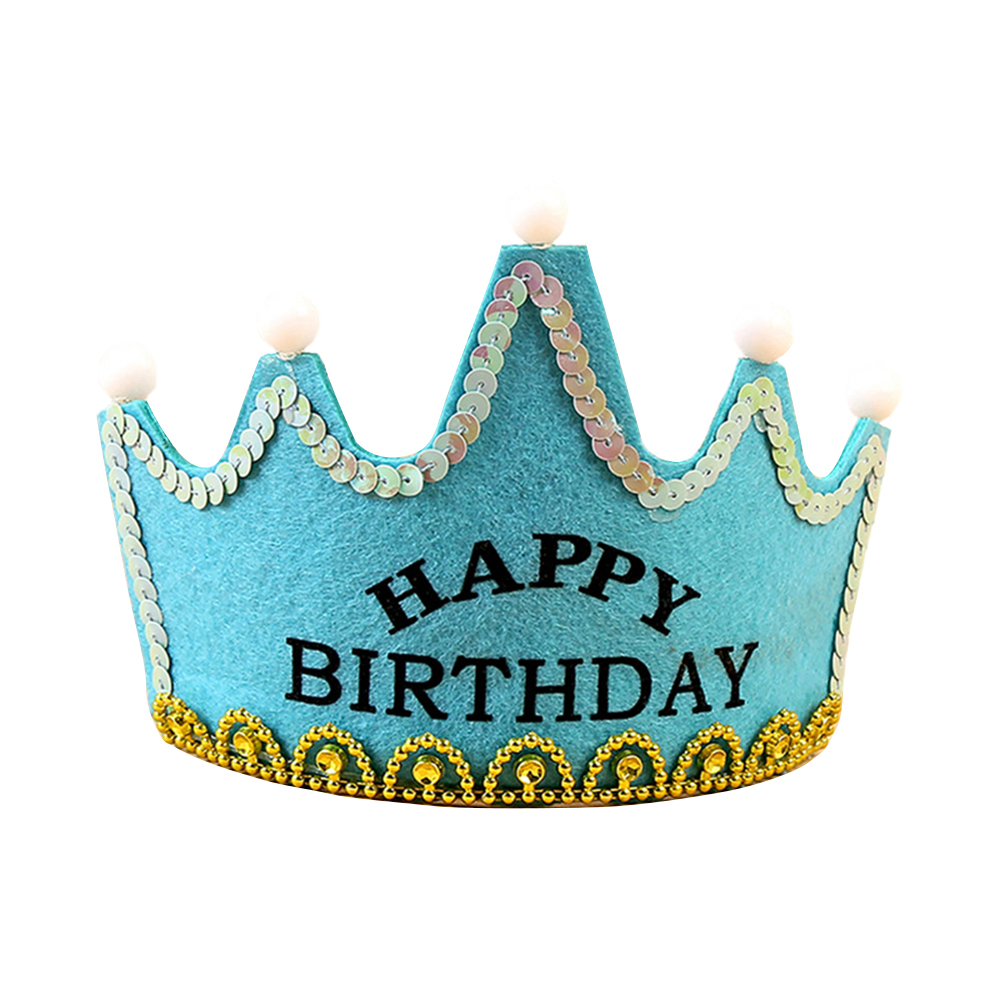 Princess King Girl Boy Crown Kids Adult Happy Birthday Party Decorations Theme Birthday Hats Decor Cap LED Lighting Headband: Blue birthday