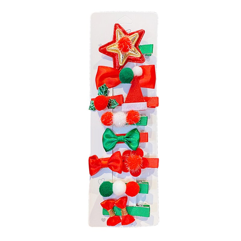 10/pces/conjunto dos desenhos animados presentes de natal conjunto menina grampos de cabelo barrettes ornamento de cabelo bandana crianças grampos de cabelo de natal: 03