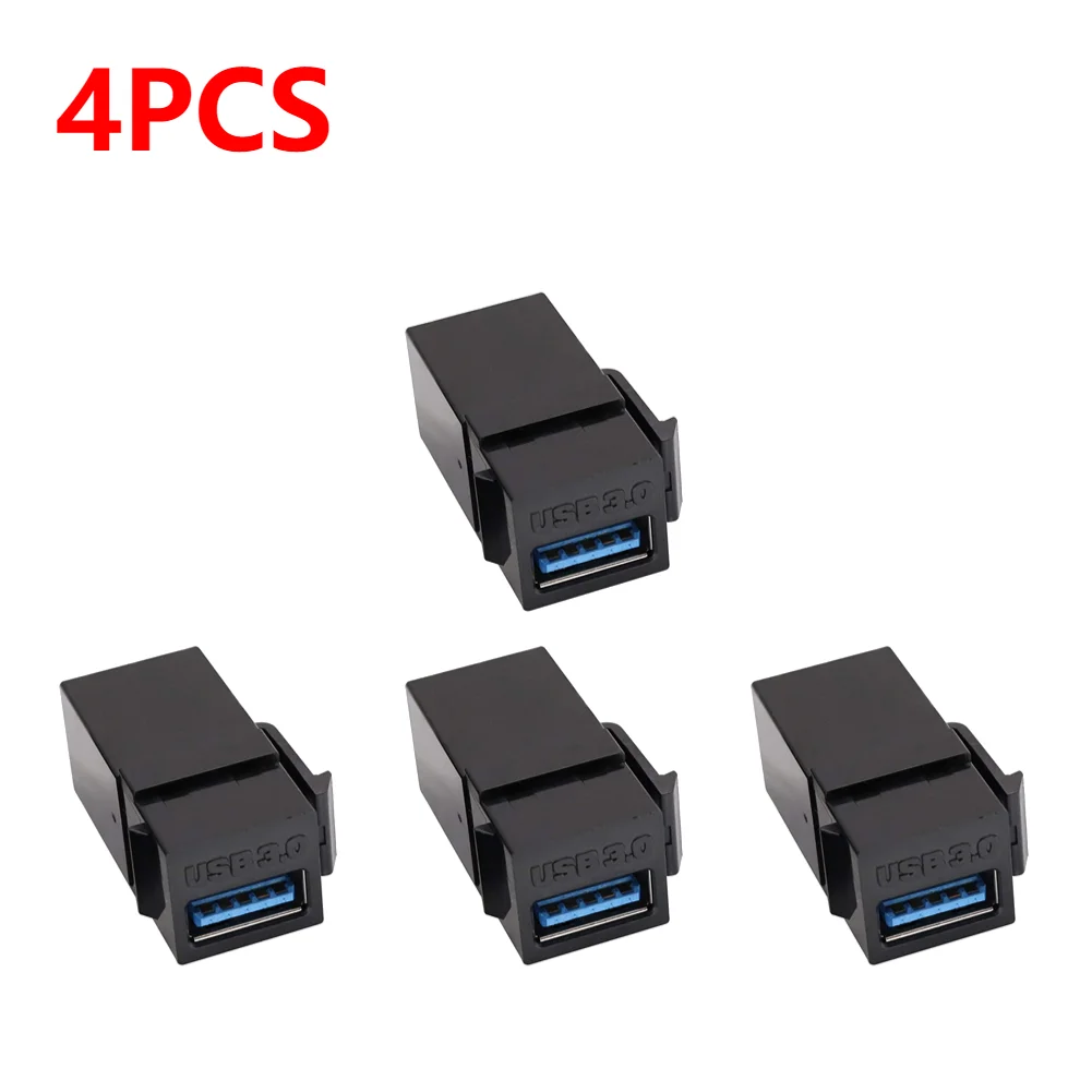 1-4 pcs usb 3,0 keystone jack inserts, female to female, for wall plate outlet panel with usb port snap-in plug socket: Brown