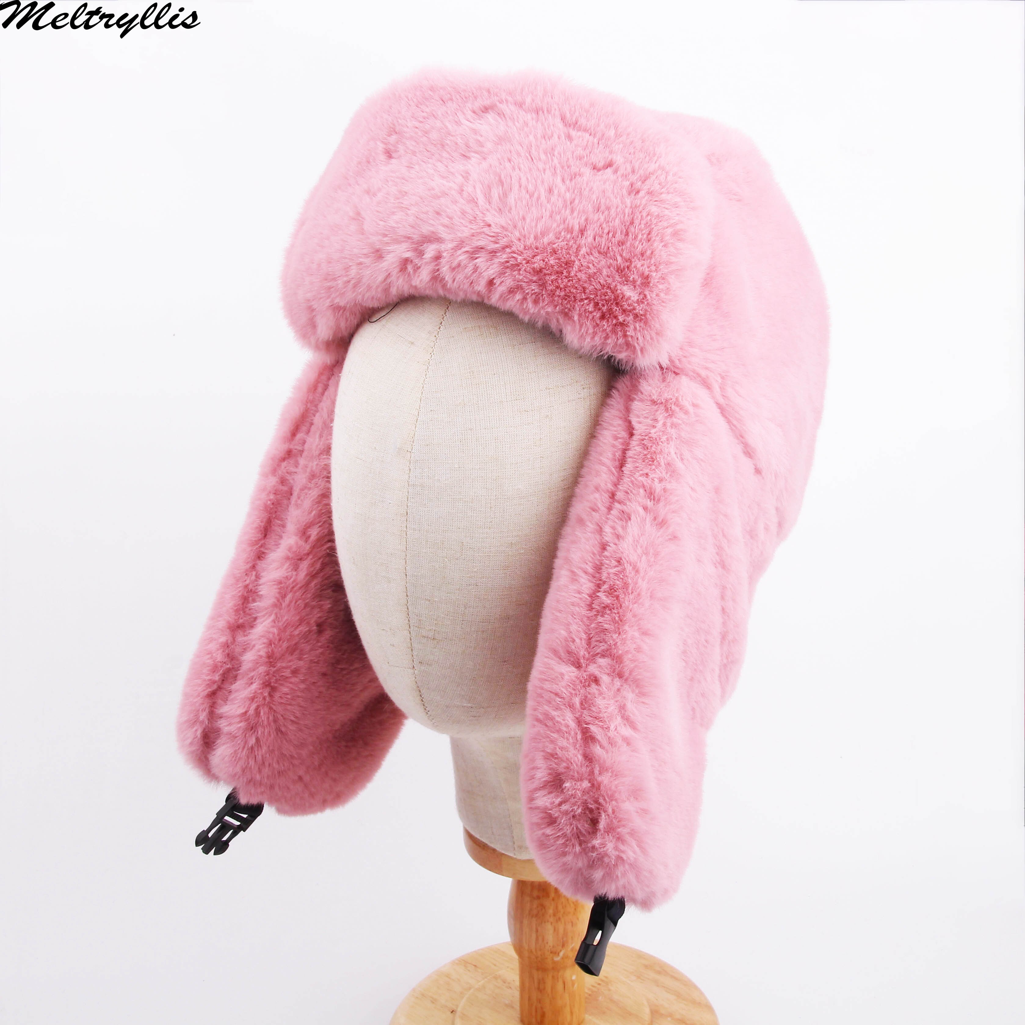[Meltryllis] Winter Ski Hoed Warm Oorbeschermers Dikker Oor-fladderde Hoed Voor mannen en vrouwen Faux Fur Lei feng Cap Russische bommenwerper hoed: LFM-01-03