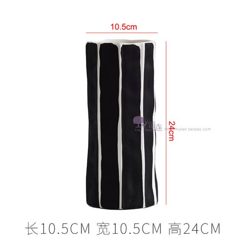 European Black and White Striped Ceramic Vase Desktop Living Room Furnishings Porcelain Crafts Countertop Vase Home Decoration: C