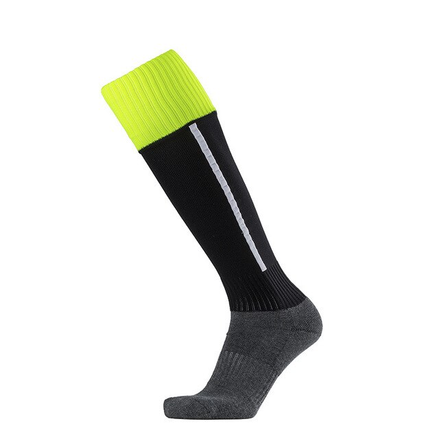 Calcetines deportivos de fútbol de , calcetín de fútbol para adultos, hombres y mujeres, largos de baloncesto hasta la rodilla, parte inferior de algodón, Chaussette antideslizante, 1 par: black
