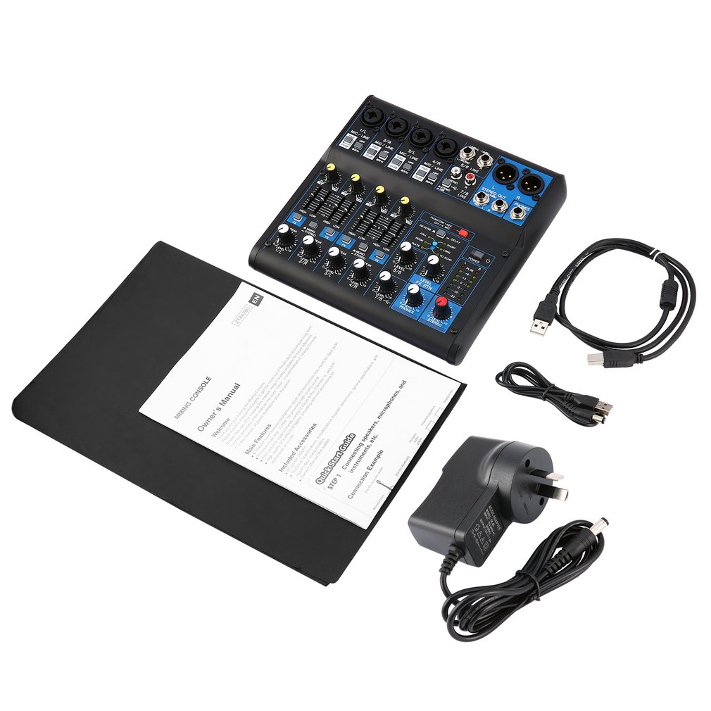 Power Audio DJ Mixer AU Plug 8 Channel Power Mixing Amplifier USB Slot 16DSP +48V Phantom Power for Microphones