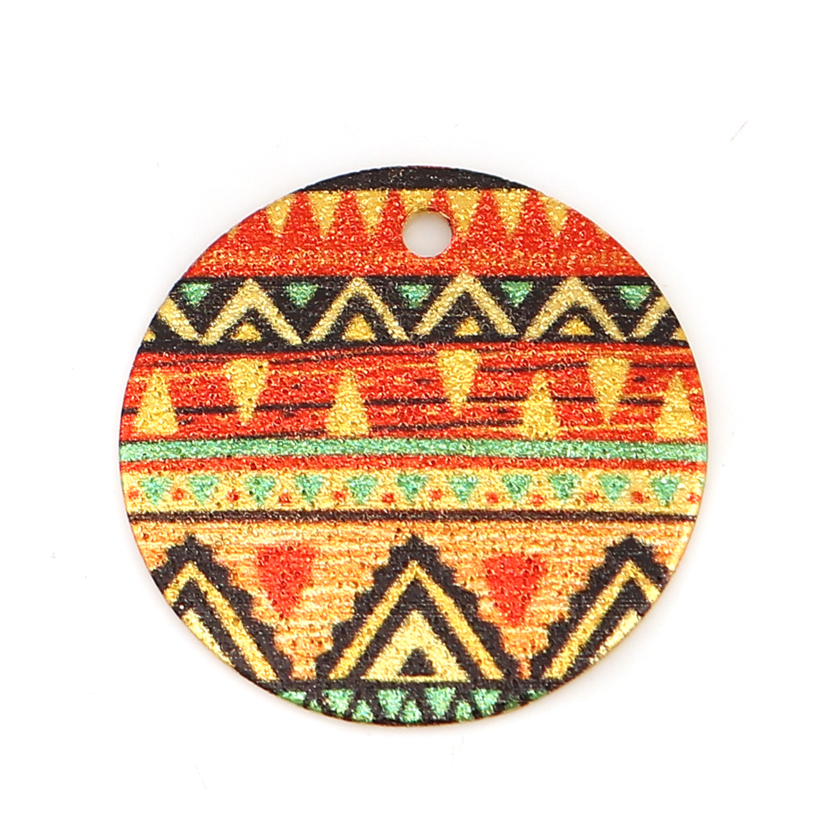 DoreenBeads Women Zinc Based Alloy Enamel Painting Charms Round Gold Color Multicolor Geometric 20mm( 6/8&quot;) Dia, 10 PCs: 16