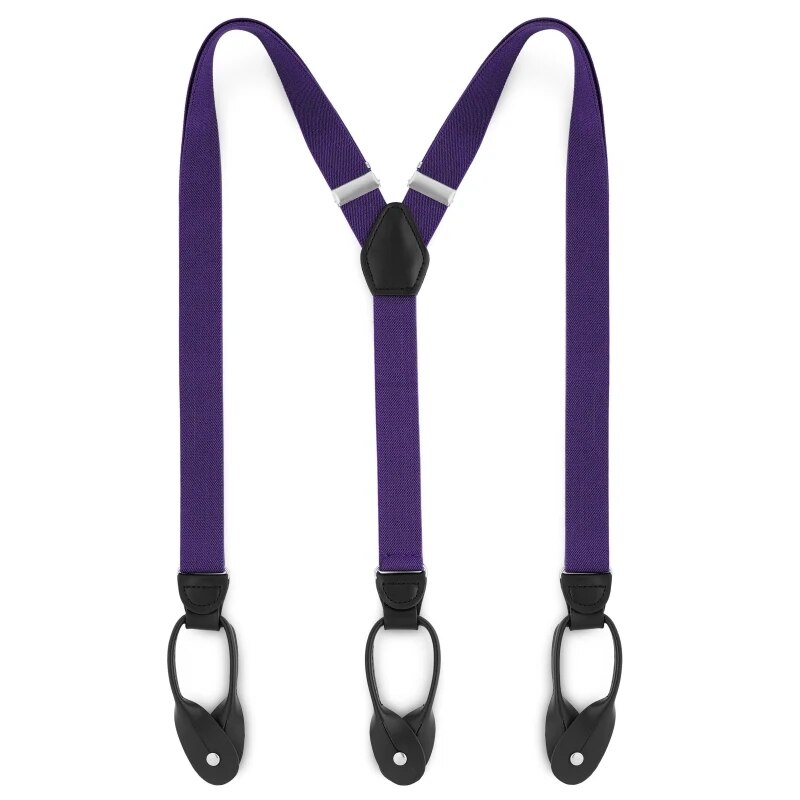Slimmade 2.5cm kalsonger knappklämmor hängslen casual remmar y-rygg form herrbyxor suspensorio: Lila