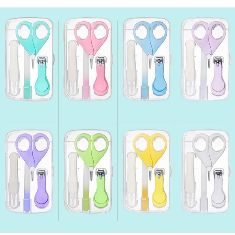 4 Pcs lot Baby Nail Care Scissors Gorgeous Sets Safety Nail Cutter Nail Scissors Suit Newborn Baby Cleaning Toils Saftey