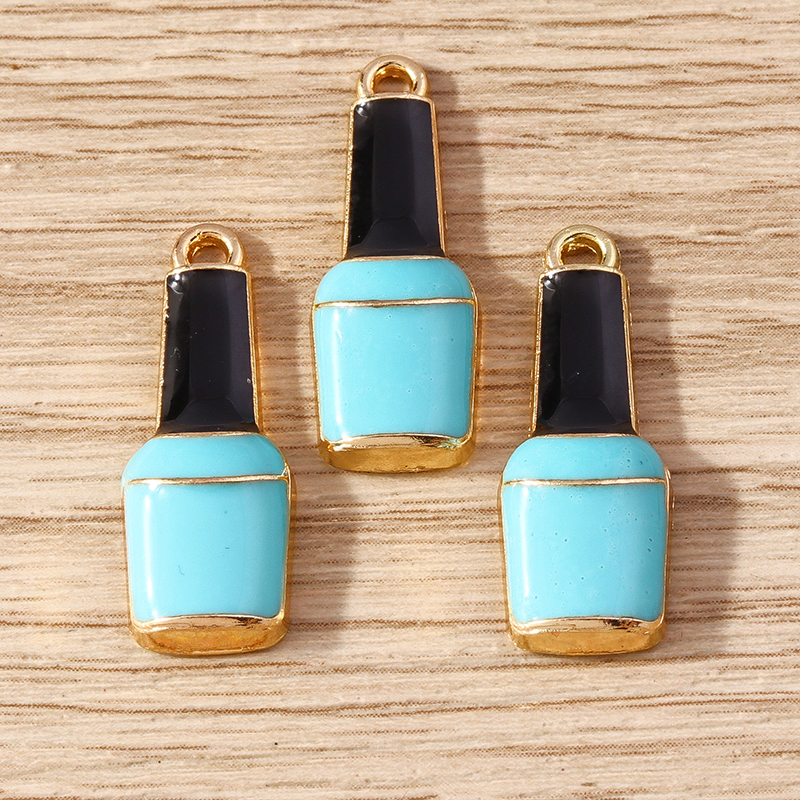 10 Uds. Mezcla de lindos esmaltados para mujer, labios, lápiz labial, colgantes para hacer joyas, pendientes, collares, pulseras, suministros para manualidades DIY: Oro champán