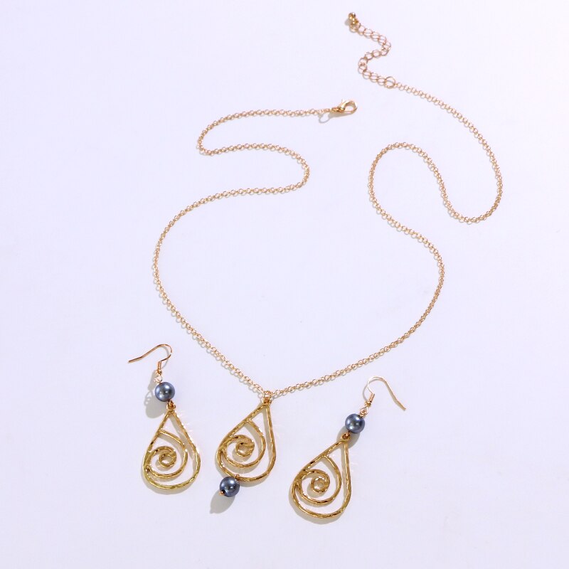 KOMi-collar con amuleto lágrima de perlas estilo Marshall Tonga de Samoa hawaiana Polinesia, colgante, pendientes, conjunto de joyería K6095: Default Title