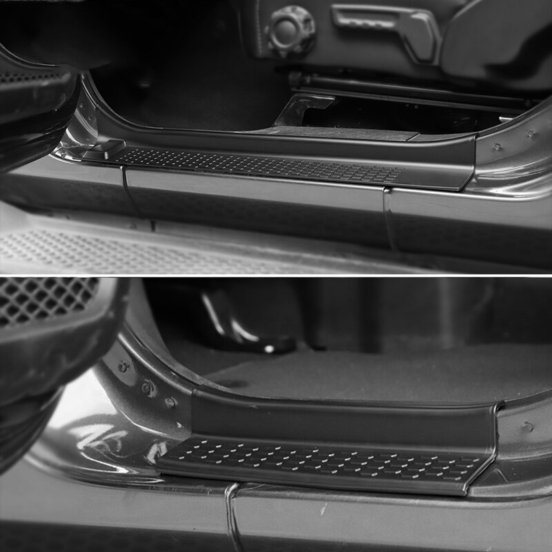 Front Entry Guards Door Sill Plate Protectors for Jeep Wrangler JL + for Jeep Gladiator JT + ABS Door Threshold Bar Stri