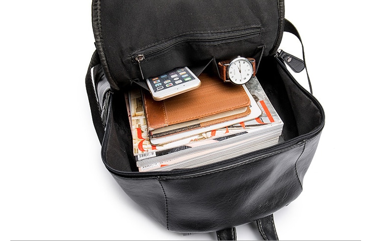 Retro Lederen Mannen Rugzak Mannelijke Schouder Boek Tas Zwart Knapzak Reizen Heren Rugzakken Mochilas Ipad Case Mochila