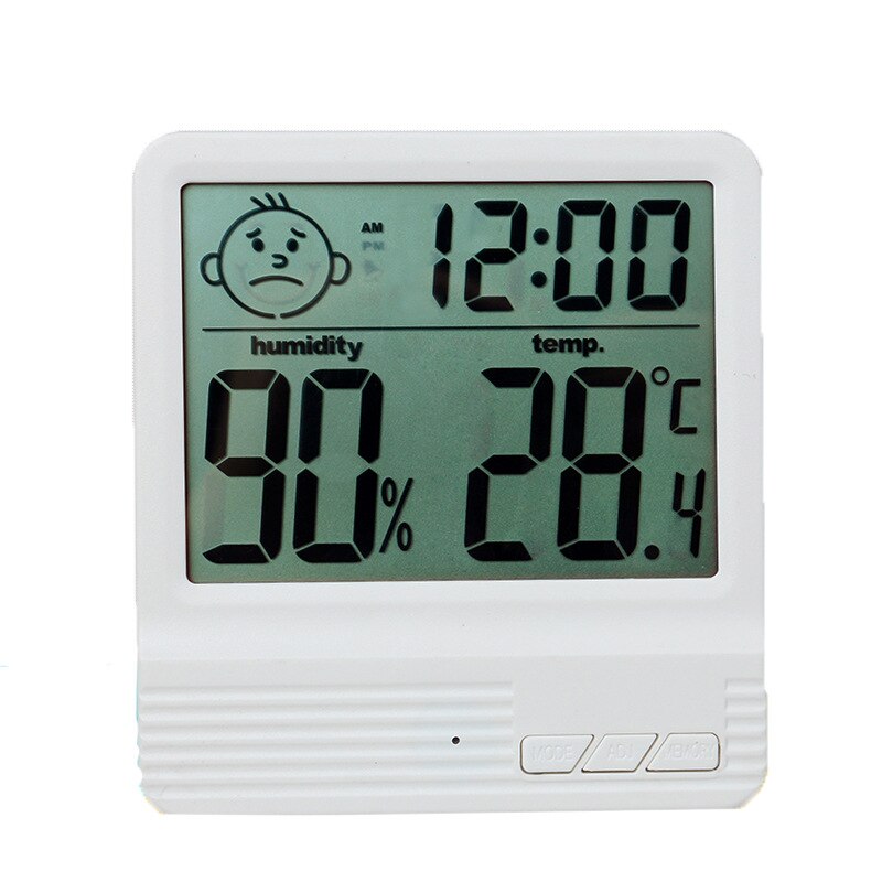 LCD Digital Temperature Humidity Meter -2 -1 Indoor Outdoor hygrometer thermometer Weather Station with Clock: CX-301B Blue