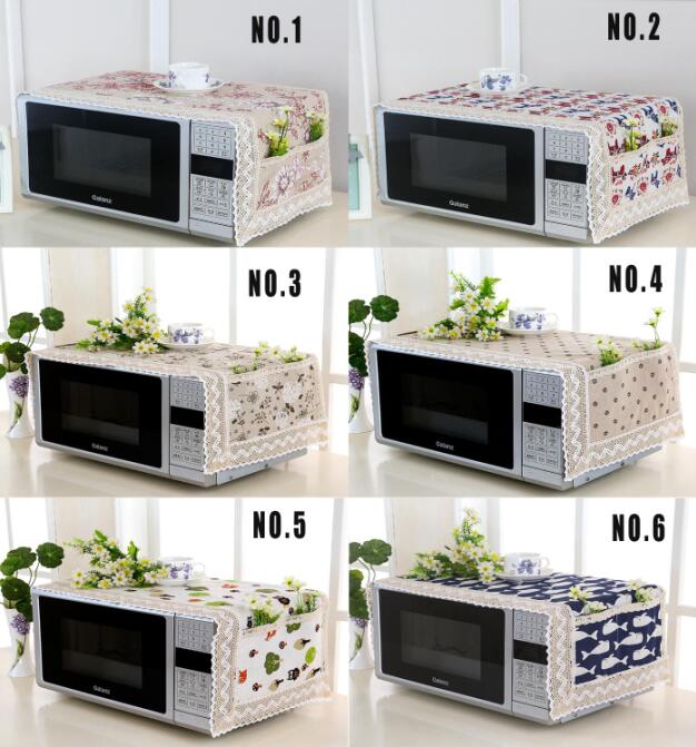 Superior cotton linen Dust Cover Microwave Cover Microwave Oven Hood Microwave Towel With Storage Bag: Random color