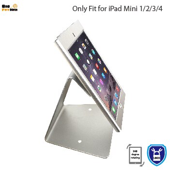 Tablet Stand for iPad mini 1-4 - Security Lock Kiosk POS Holder - Metal Desktop Display Mount