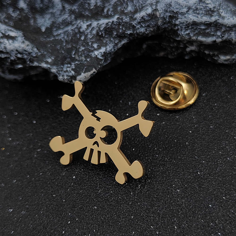 Broches de símbolo de calavera clásica para hombres, Pin de insignia de señal de peligro de acero inoxidable Punk, broche de Hip Hop, accesorios de de Rock