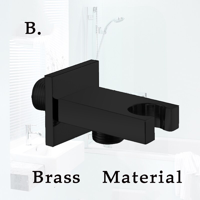 Matte Hand-held Shower Head Bracket Shower Bracket Wall-mounted Hand-held Sprayer Solid Brass Fittings Connector Elbow Device: B  Brass