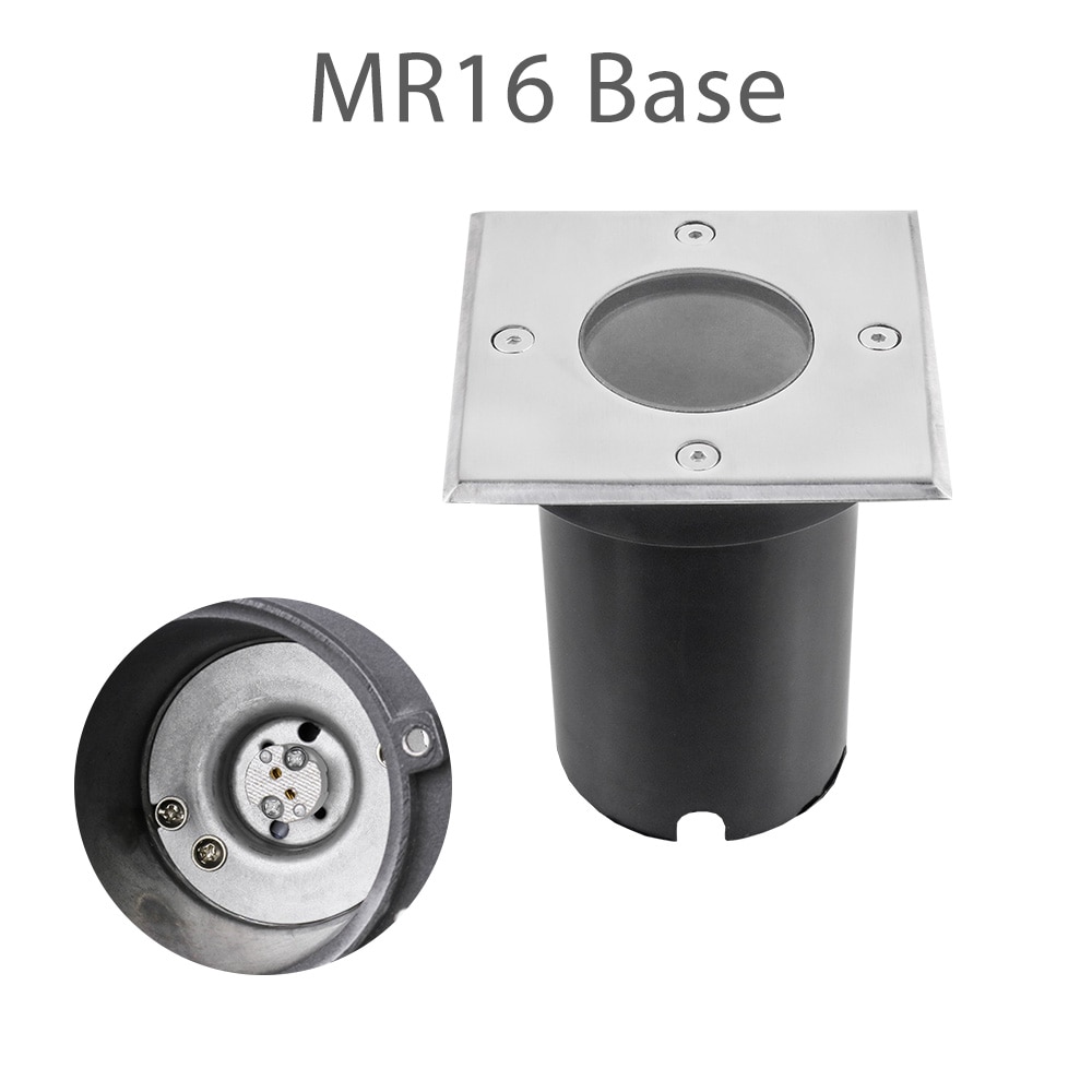 Underground Light 12V 85-265V LED Buried Lights IP67 GU10 MR16 Lamp Decking Stairs Terrace Garden Path Inground Lighting Outdoor: Square MR16 Base