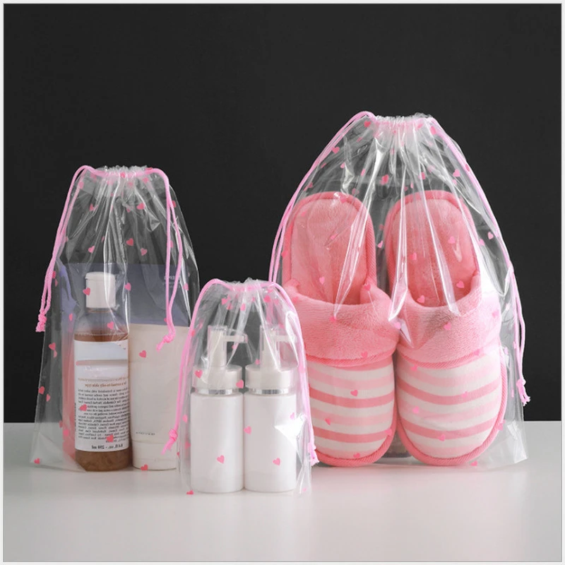 1pcs Transparent Drawstring Storage Bag Clothes Underwear Shoes Organizer Pouch Travel Toiletries Cosmetic Cartoon Storage Bag