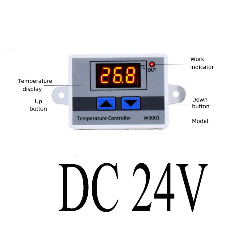 W3001 LED Digital Control Temperature Microcomputer Thermostat Switch Thermometer Thermoregulator 12/24/220V: DC24V