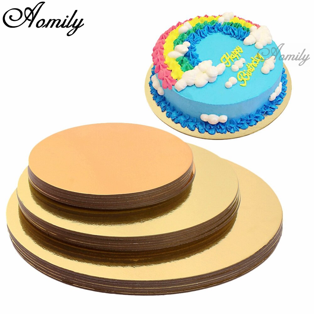 Aomily 18 stks/set 6/8/10 inch Goud/Zilverkleurige Ronde Mousse Cake Boards Papier Cupcake Dessert Displays lade Bruiloft Cake Gebak Kit