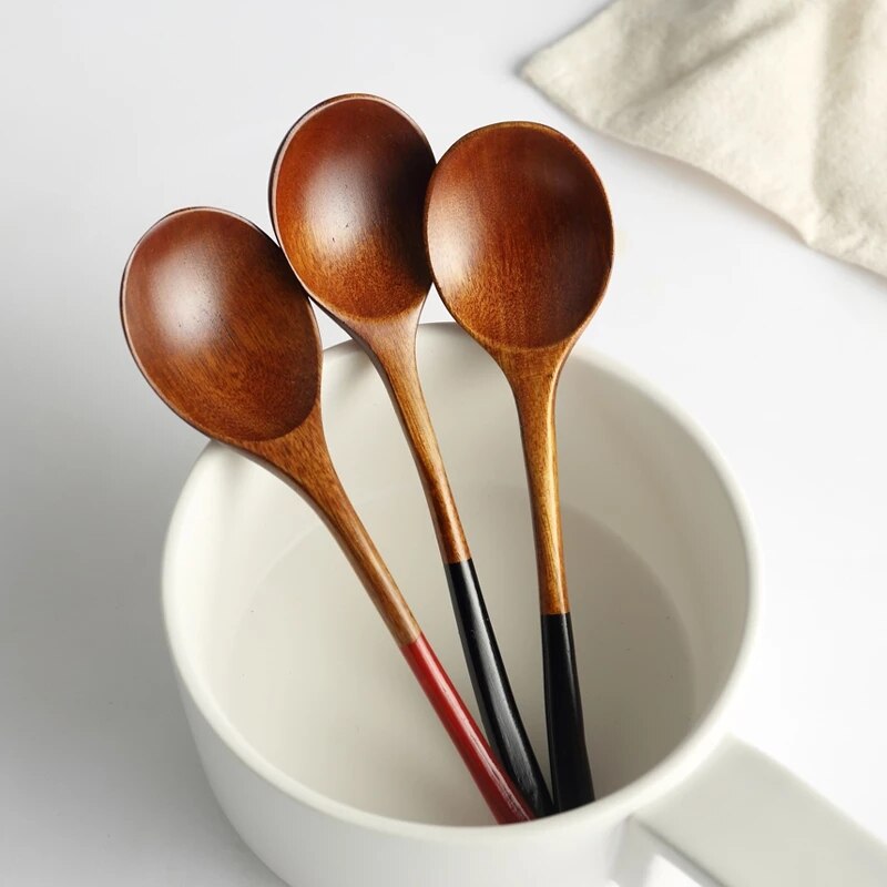 Cuillères à soupe japonaise en bois, cuillère à Dessert, petite cuillère à café en bois, cuillère à glace pour enfants, ustensiles de cuisine en bois, vaisselle 1 pièce