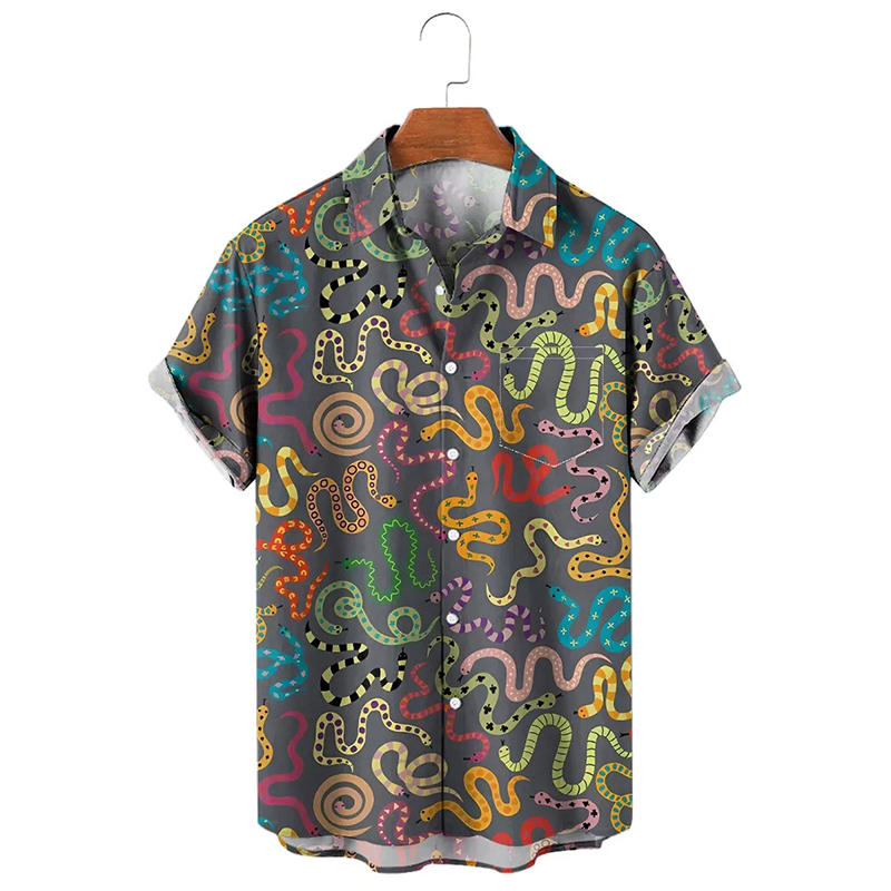 Sommer Straße Hüfte hüpfen Tyranno saurus Rex Pirnt Harajuku Männer Frauen Hemden Ebene aufbringen Kurzarm Bluse Hawaii Shirt: S / Schwarz