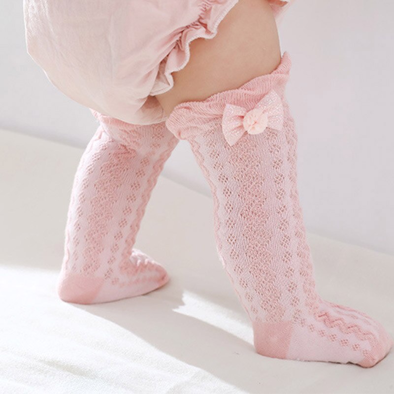 3 Paare/los Baby Mädchen Socken Sommer Gittergewebe Atmungsaktive Baumwolle Baby Knie Hohe Socken Nette Bogen Kleinkind freundlicher Lange Socken