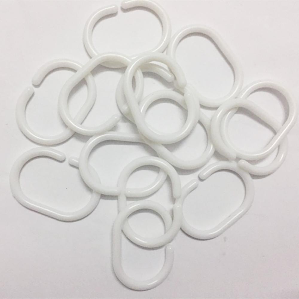 12 Pcs Plastic Shower Curtains Hooks Bathroom Products Seamless Shower Curtains Hanging Rings C01 White Thickening