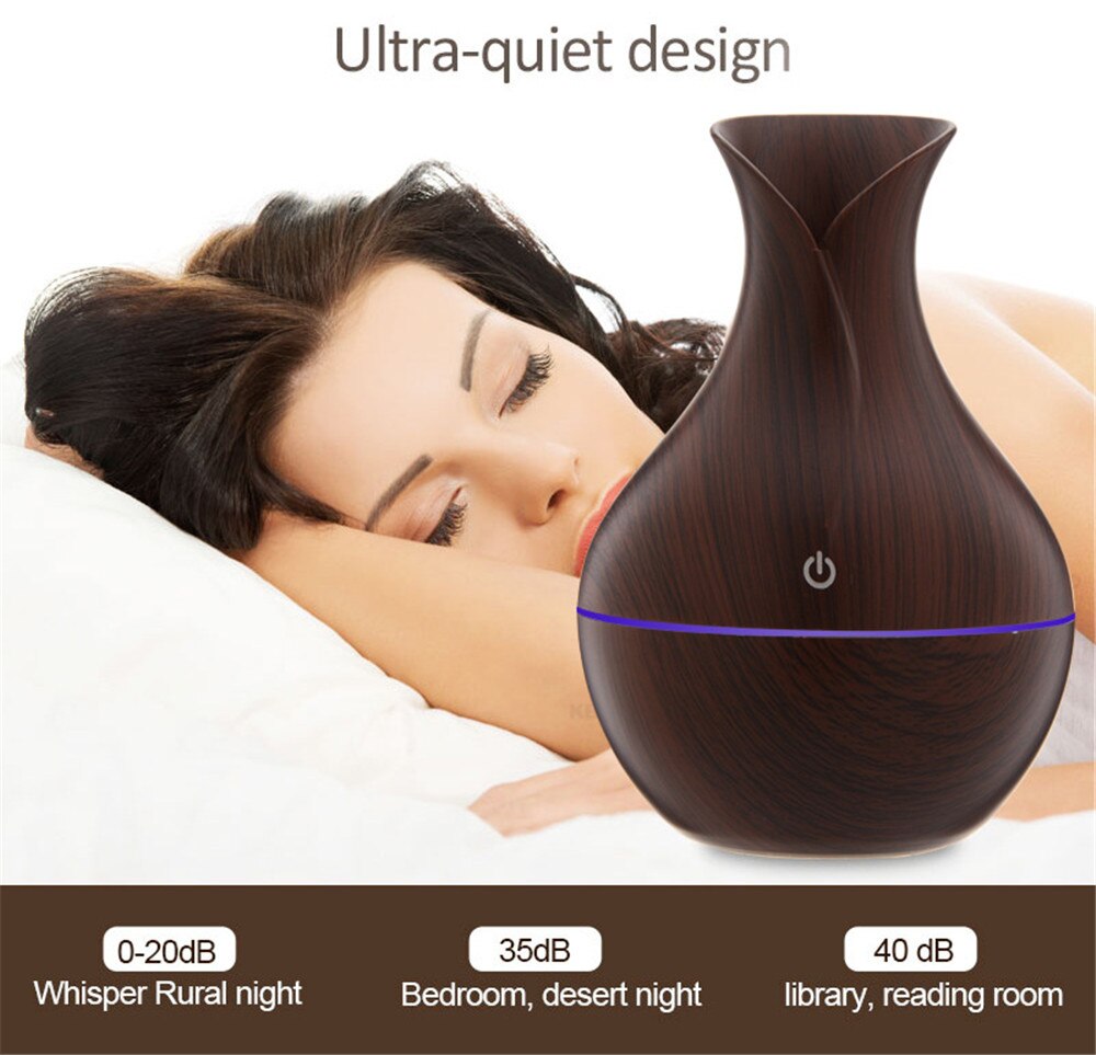 300ml usb luftfugter elektrisk aroma luft diffuser træ ultralyd æterisk olie aromaterapi cool tåge maker til hjemme bil