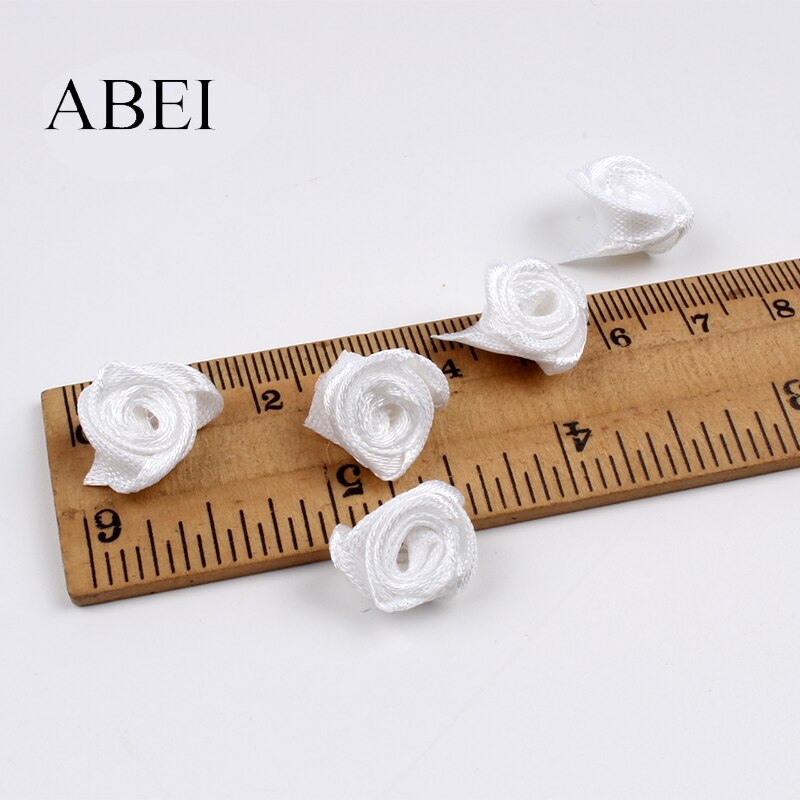 100pcs 15mm Witte Roos Bloem Hoofd Lint Boutique Accessoires Thuis Plakboek Decoratie Accessoires