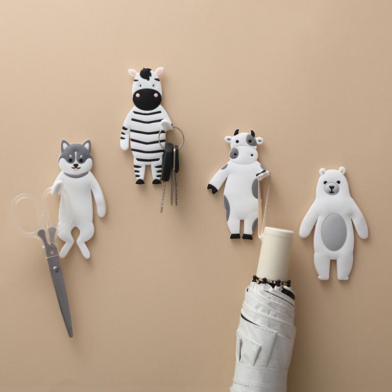 Refrigerator Magnets With Hooks Animal Magnetic Powerful Magnet Hooks Multifunctional Keys Refrigerator Hooks Cute Cow Bear