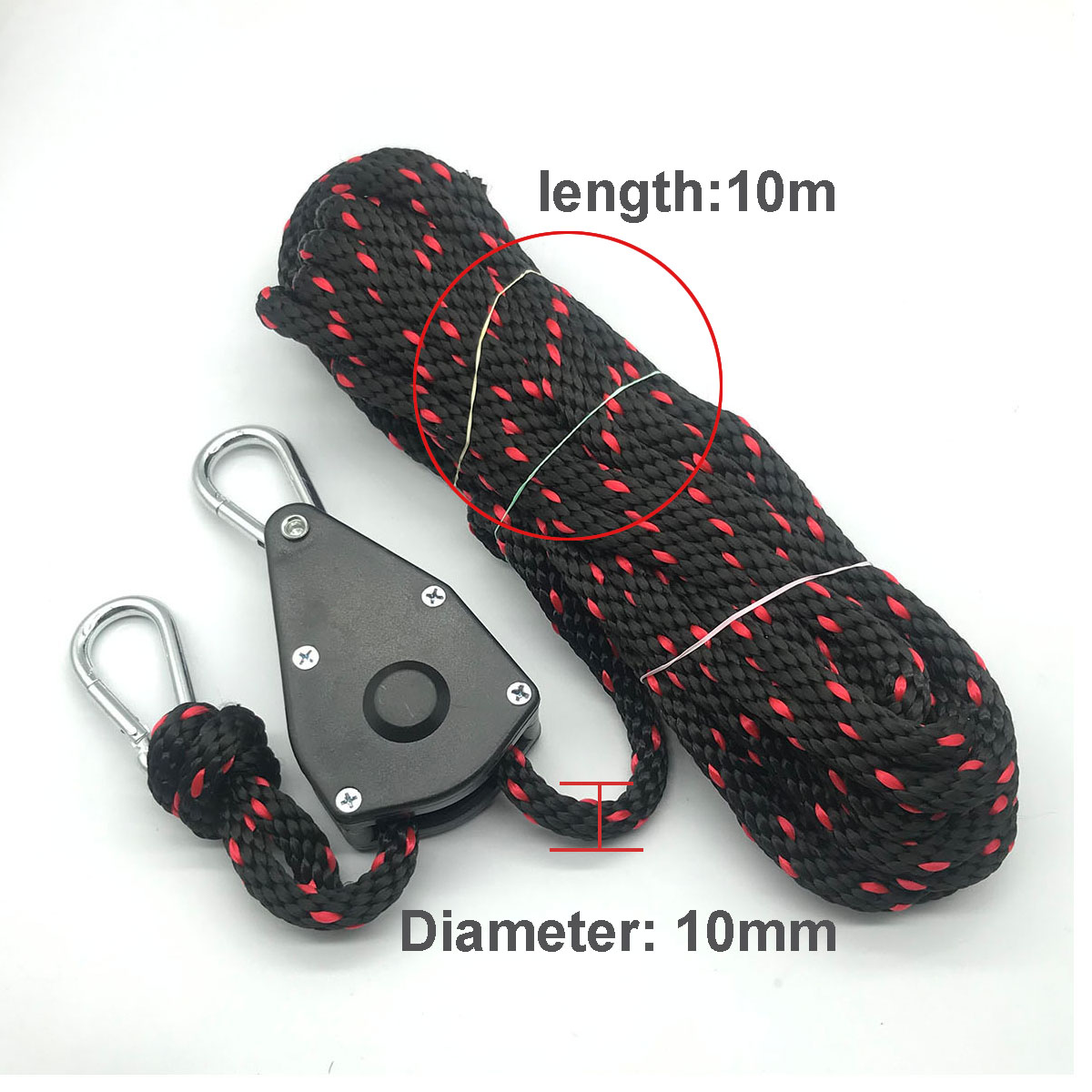 10mm 3/5/10m festetau kraftig tauhenger campingtelt tautrinse skraller kajakk kano båt baug akter: Grønn