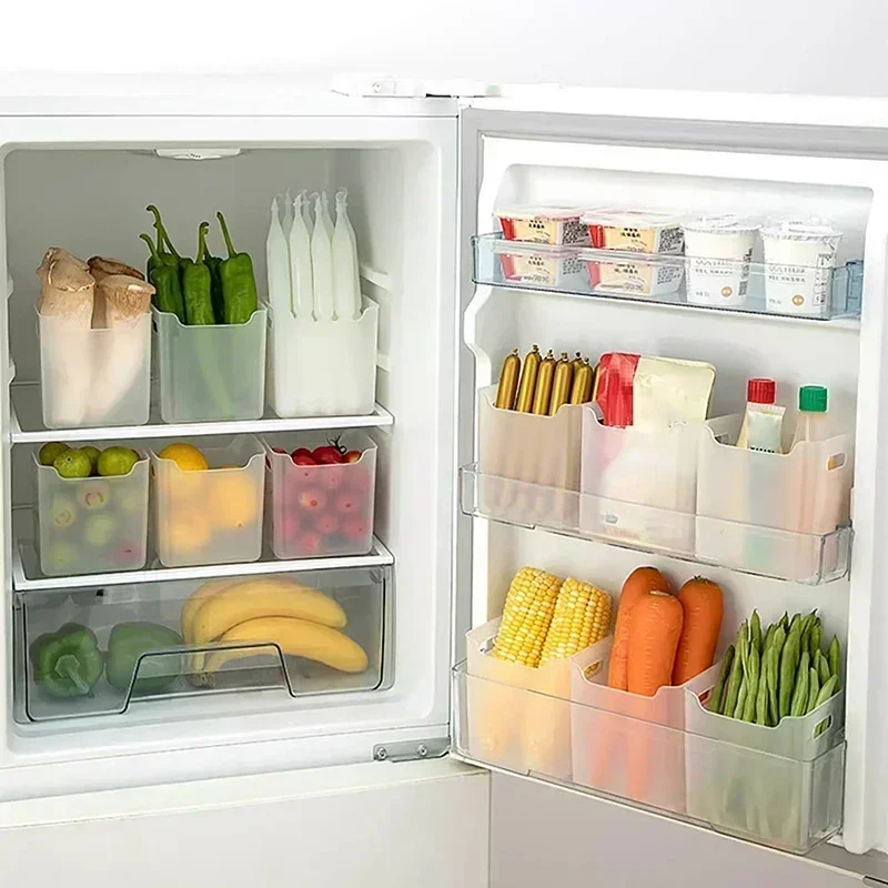 4 stk Kjøleskap Oppbevaringsbokser - matte fersk Organizer - side Dør - Plast