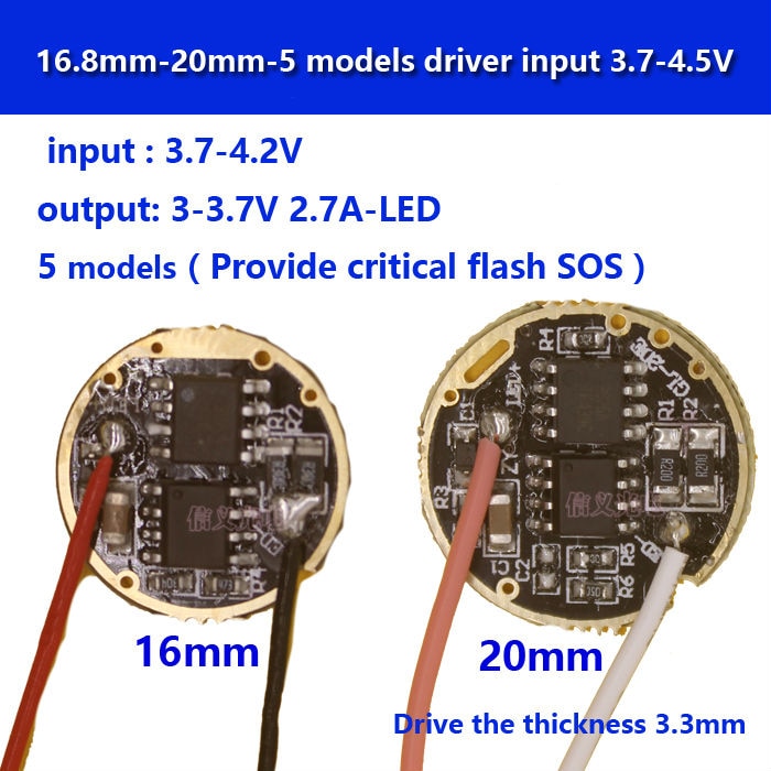 5 stks cree xml led xml2 led t6 u2 driver 17mm 20mm 3.7-4.2 v 2.7a 5-mode led driver voor cree xml led Emitter