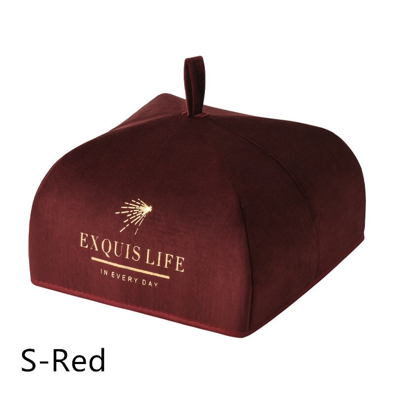 Winter Insulation Meal Cover Food Velvet Cloth Dust Vegetable Cover Folding Table Cover Kitchen Food Covers Umbrella: S-Red