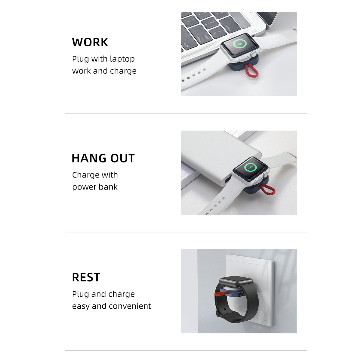 ROCK Wireless Charger for Apple Watch Series 7 6 5 4 3 Portable Magnetic Qi Wireless USB Fast Charging Dock for iWatch SE 2 1