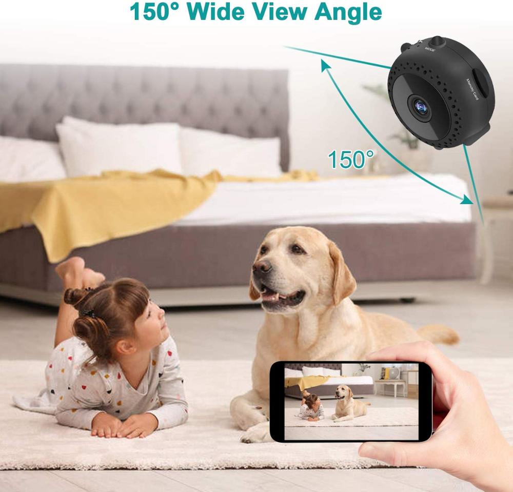 Mini kamera trådløs nattesyn  hd 1080p bevægelsesaktiveret lille kamera sikkerhedskamera barnepige kamera med app til hjemmekontor bil