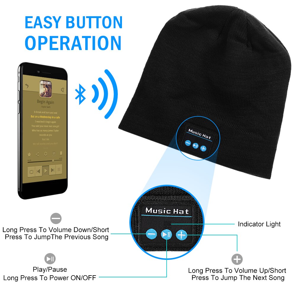 Bluetooth Beanie Hoed Voor Outdoor Sport Bluetooth 4.2 Draadloze Headset Call Music Winter Warme Gebreide Muts M5 Muziek Label Running