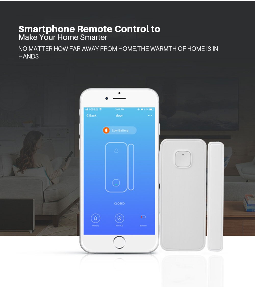 Tuya Smart Bluetooth Mesh SIG Door Window Contact Sensor Detector Security Wireless Burglar Alarm support Alexa Google Home